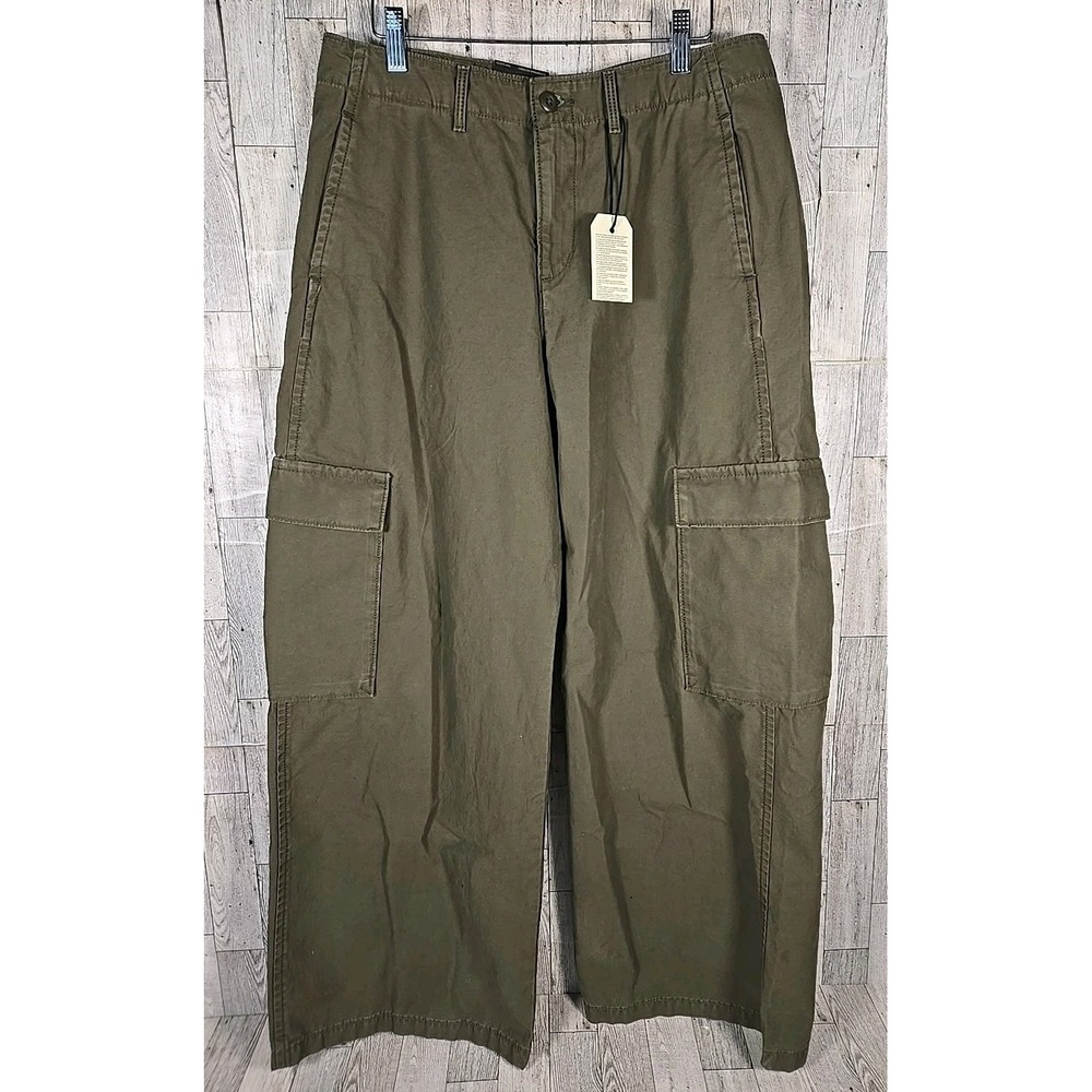 Levi's Baggy Cargo Pants 29x30 Olive Green Mid Rise Straight Leg Wide Hem Womens
